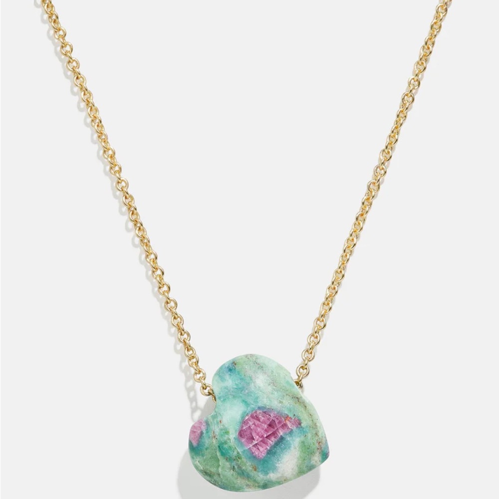 Bauble Bar Green Stone Gold Necklace Elegant Jewelry